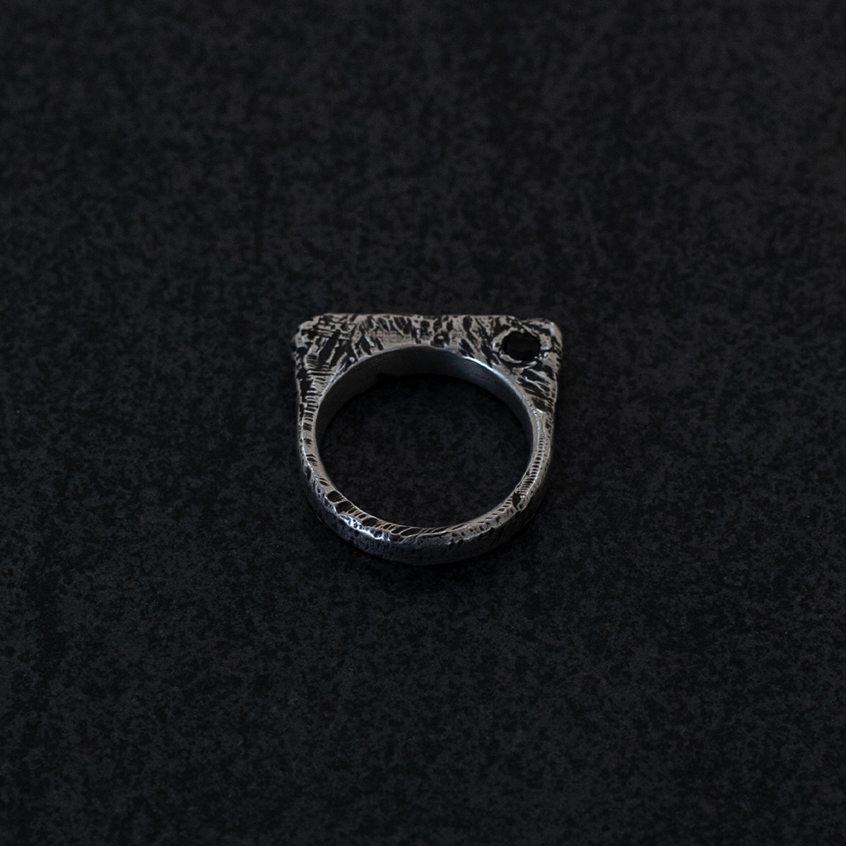 Panama silver signet ring in size US 7.0 with black diamond, PTY