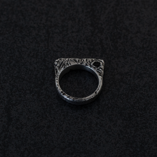 Panama silver signet ring in size US 7.0 with black diamond, PTY