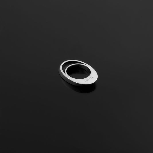 Dubai slanted statement ring in silver, DXB